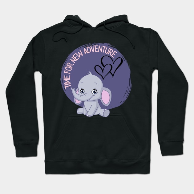 Time for new adventure Hello little elephant cute baby outfit Hoodie by BoogieCreates